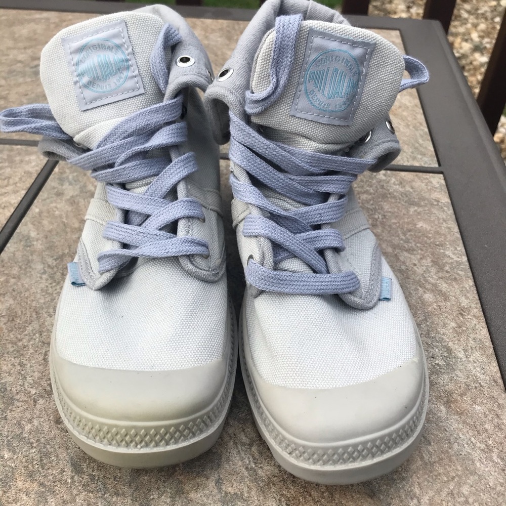 High top gray boots